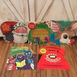Vtg Golden Shape Books Lot of 5 - Christmas, Telephone, Sesame Street